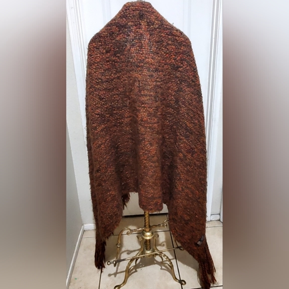 Kennebunk Weavers Multicolor Brown Fringe Shawl Throw 49"x 19.5" Made In USA - Picture 3 of 6